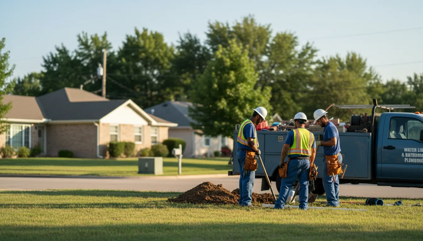 Residential water line and bathroom plumbing service in Arlington, KS